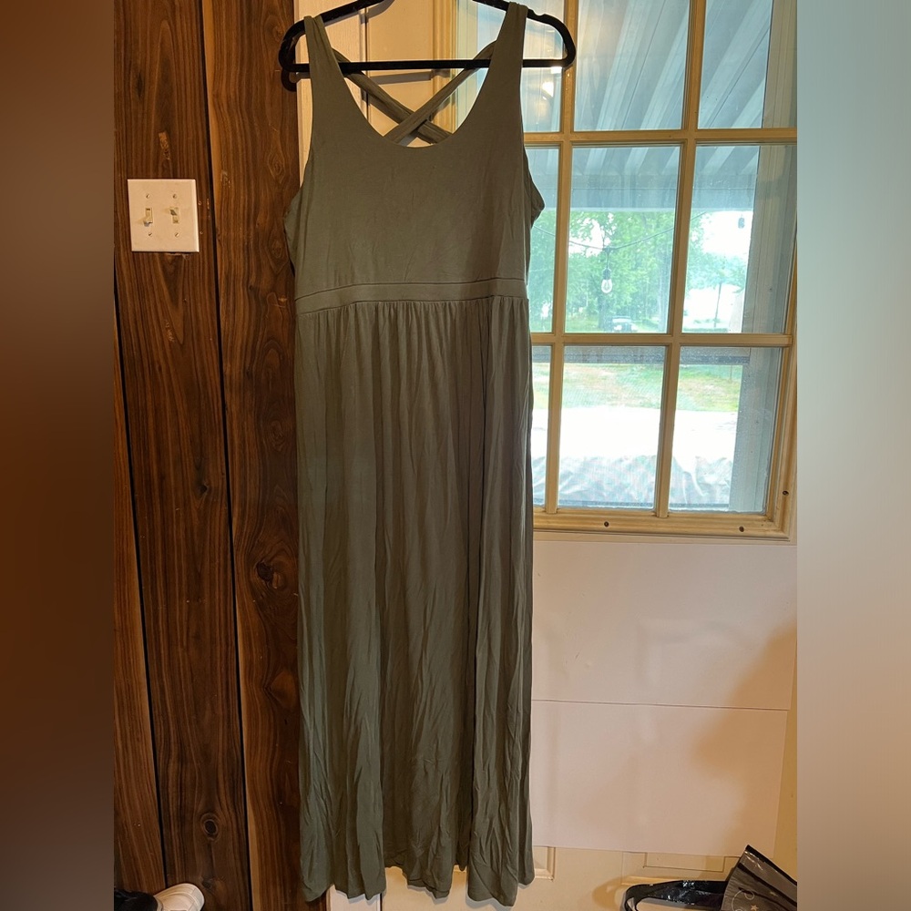 Loft green maxi dress